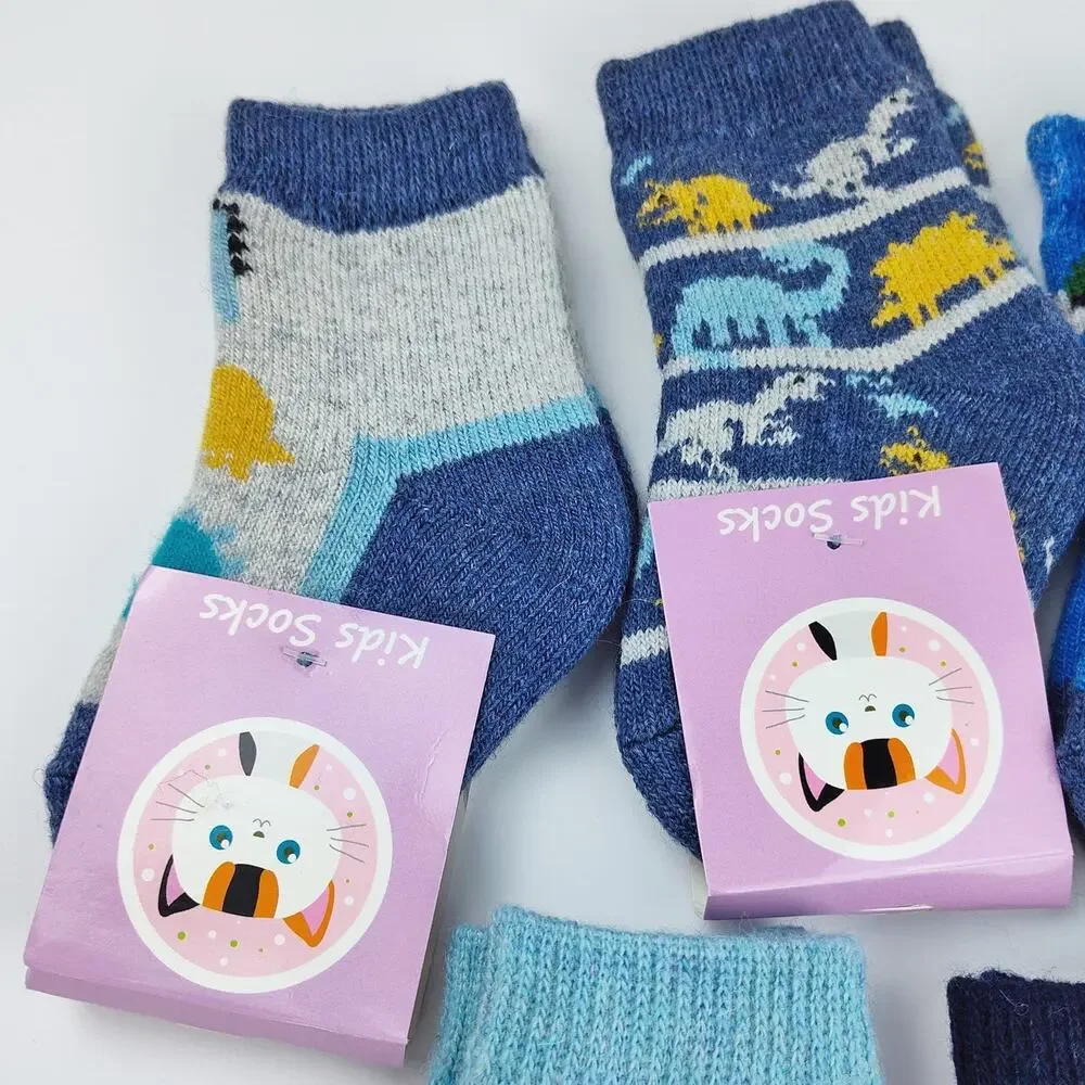 Boys Blue Wool Dino & Car Socks Pack of 5 NWT